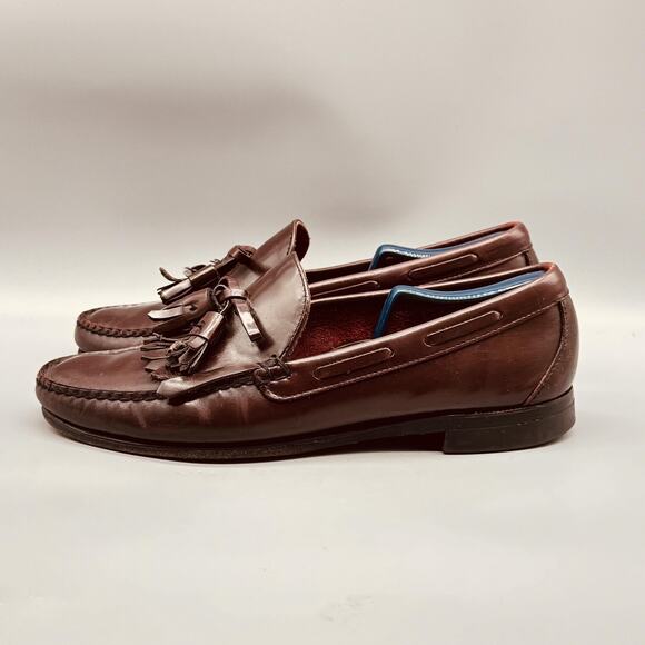 Sebago Shoes Mens 11 Brown Leather Tassel Loafers Handsewn Slip On Moc Toe - Picture 4 of 11